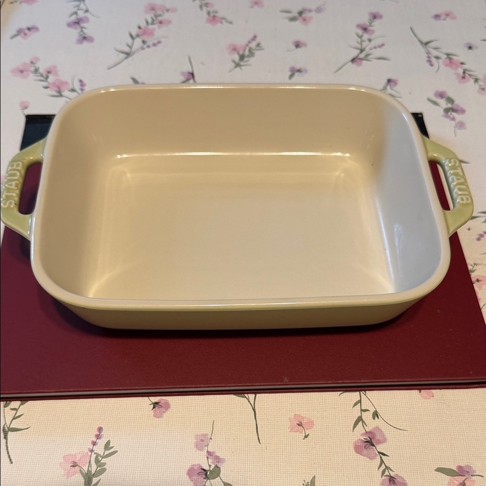 Staub Yellow Ceramic Rectangular Baking Dish with Cream Interior